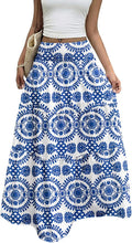 Women's Boho Flowy Maxi Skirts | Elastic High Waist, A Line Tiered, Long Flowy Boho Skirt, Floral Printed, Spring Summer Outfits for Beach Vacation, Casual