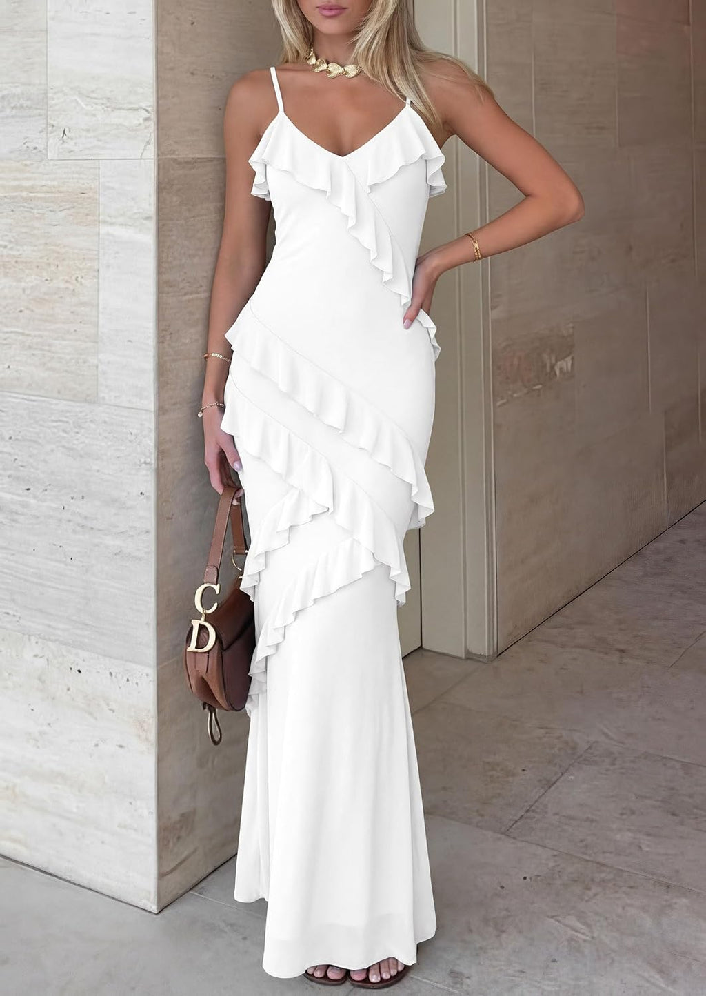 PRETTYGARDEN Women 2026 Wedding Guest Cocktail Maxi Dress Spaghetti Strap Sleeveless V Neck Bodycon Mesh Party Summer Outfits