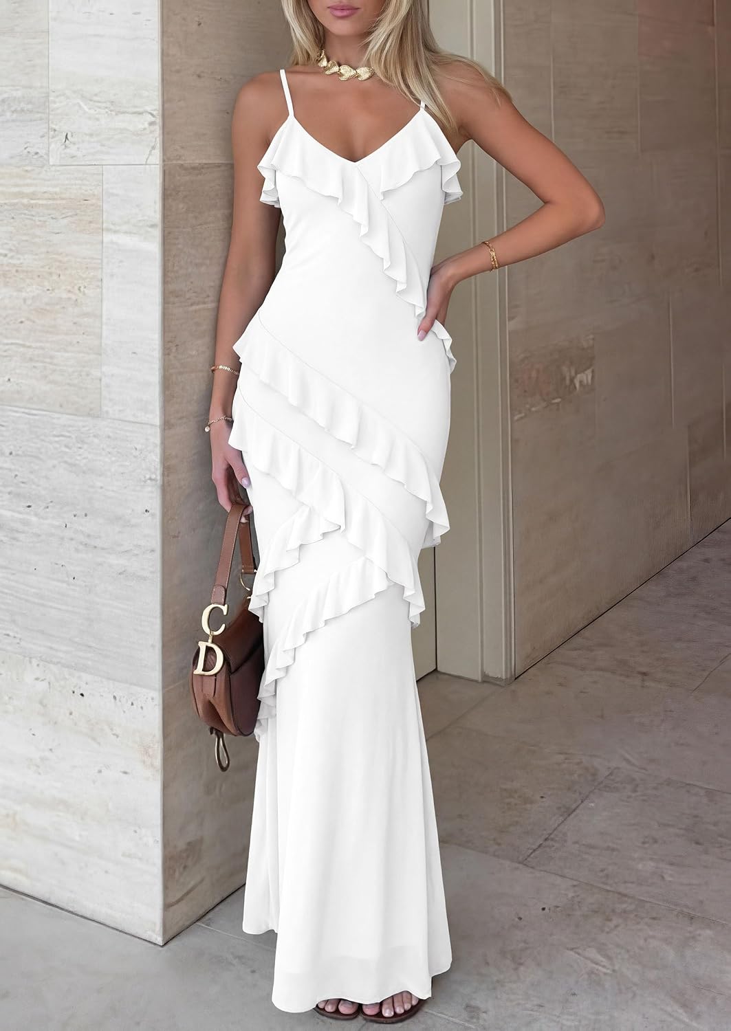 PRETTYGARDEN Women 2026 Wedding Guest Cocktail Maxi Dress Spaghetti Strap Sleeveless V Neck Bodycon Mesh Party Summer Outfits